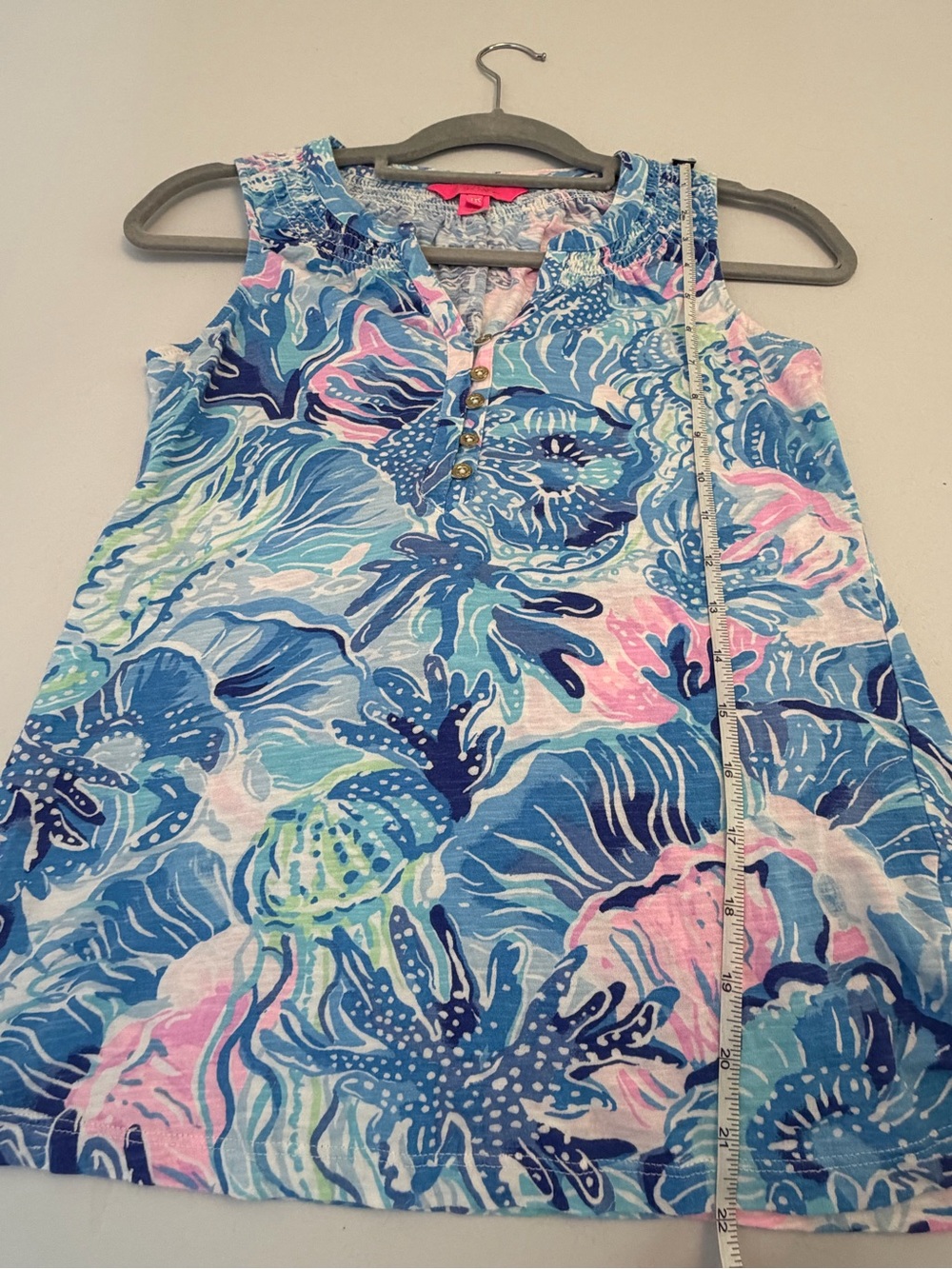 Lilly Pulitzer Blue & Pink Floral Sleeveless Tank Size XXS - Picture 6 of 9